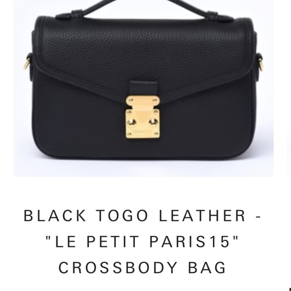 DUYP BLACK TOGO LEATHER - "LE PETIT PARIS15" CROSSBODY BAG